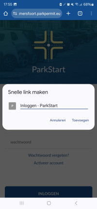 afbeelding snelkoppeling ParkStart maken