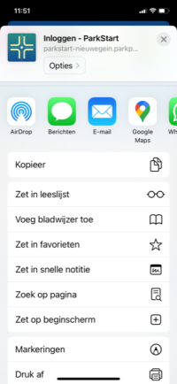 afbeelding snelkoppeling ParkStart maken