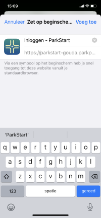 afbeelding snelkoppeling ParkStart maken